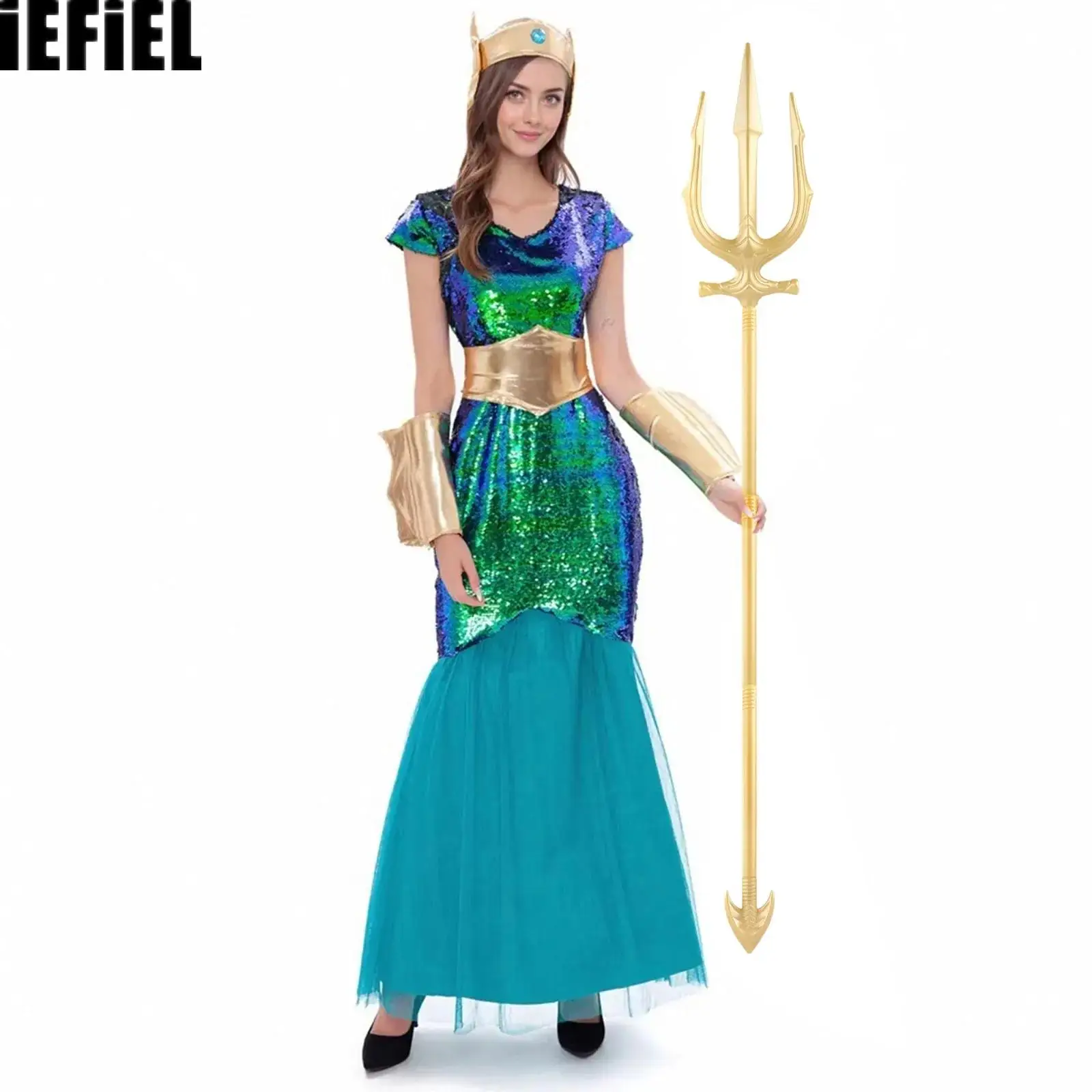 

Plastic Assemble Scepter Trident Adjustable Accessory Props for Halloween Cosplay Costumes Parties