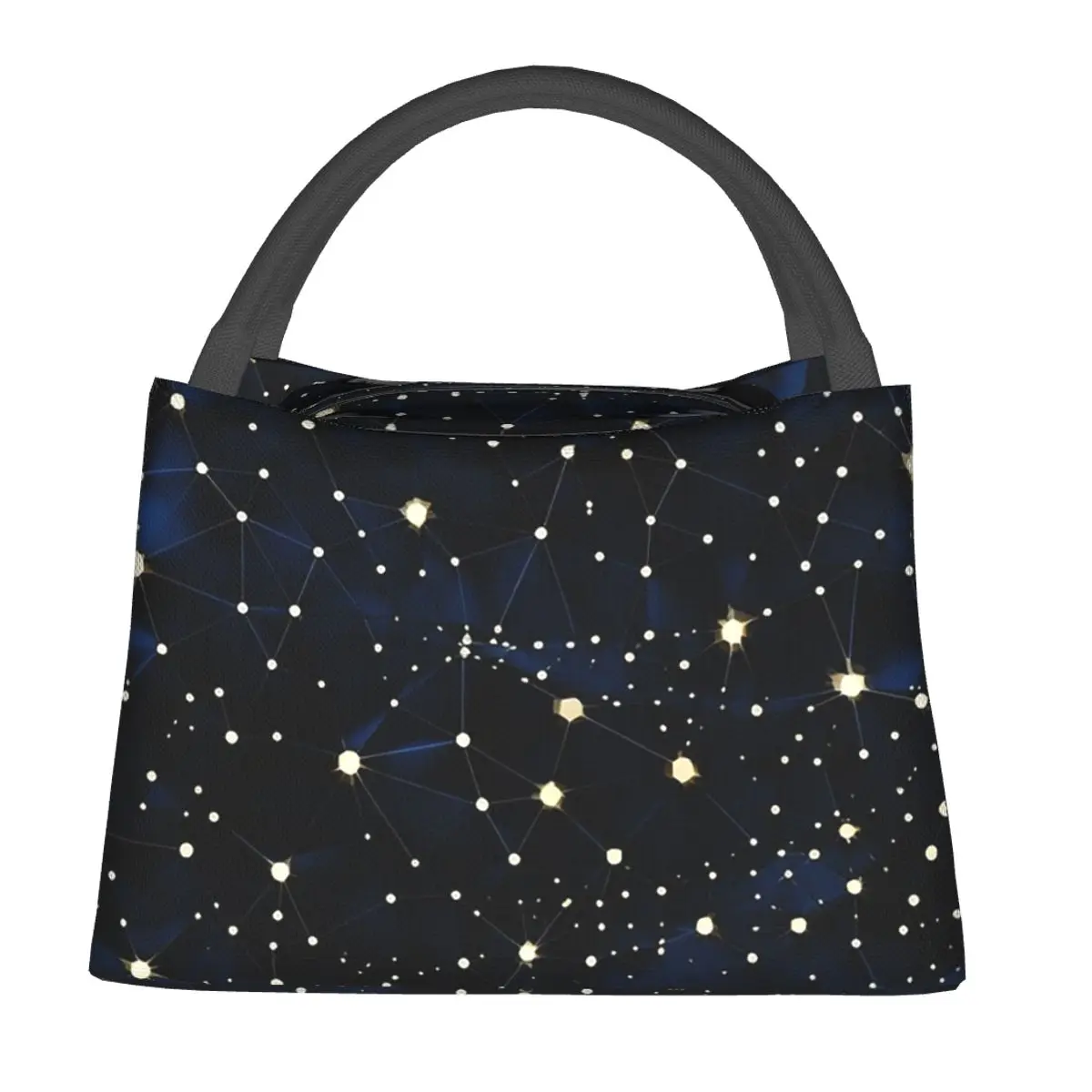 Night Sky Golden Celestial Stars Zodiac Constellations Lunch Bags Bento Box Lunch Tote Picnic Bags Thermal Bag for Woman Office