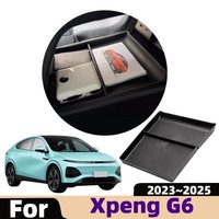 For Xpeng G6 2023 2024 2025 Car Center Console Sundries Tidying Tray Armrest Storage Box Black Layered Organizer Box Accessories
