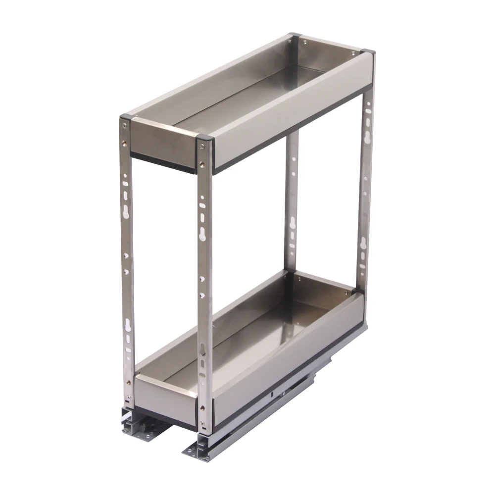 XSH Kitchen Cupboard Stainless Steel Pull Out Basket Seasoning Bottle Rack
