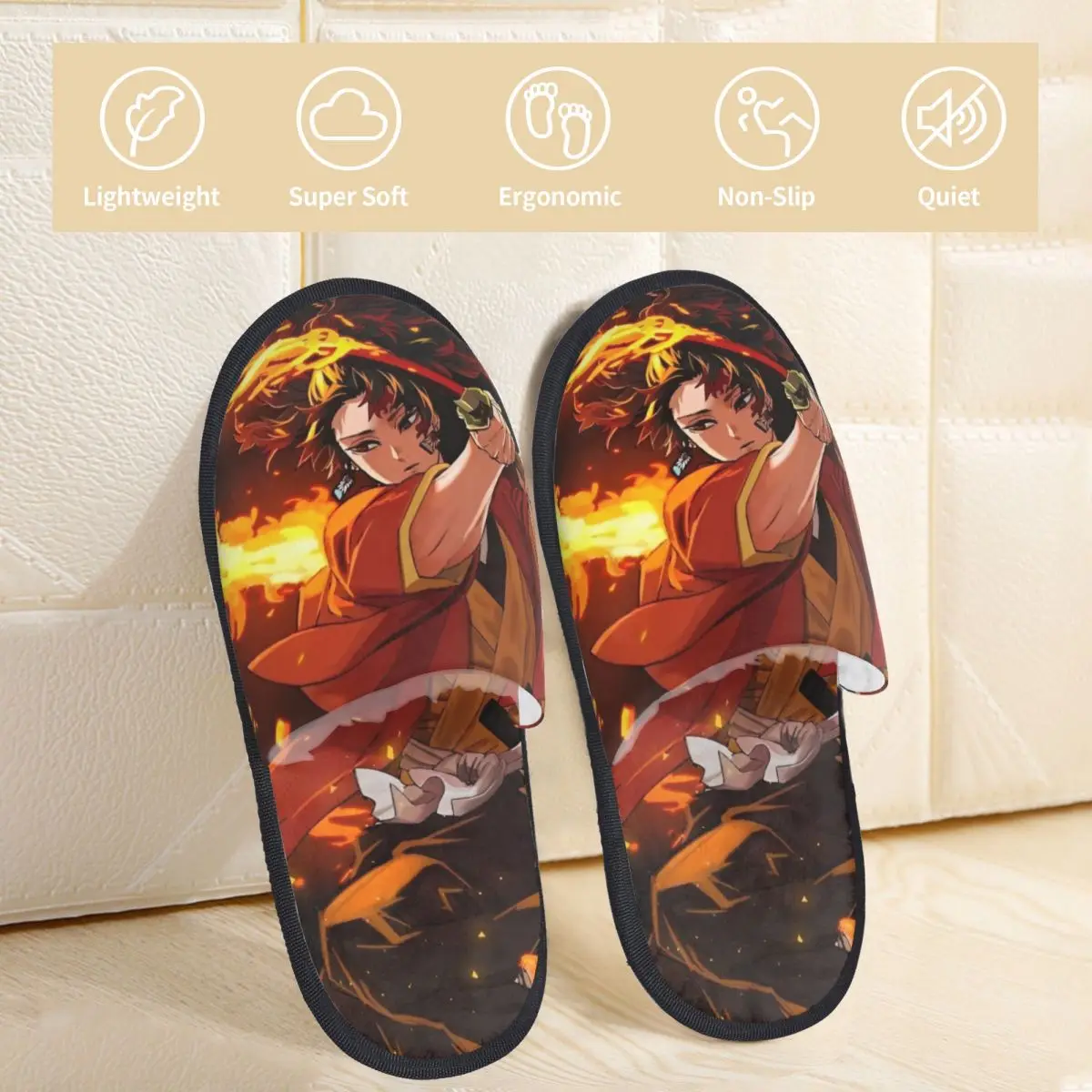 Yoriichi House Slippers Living Room Anime Demon Slayer Soft Memory Foam Slippers Anti Slip