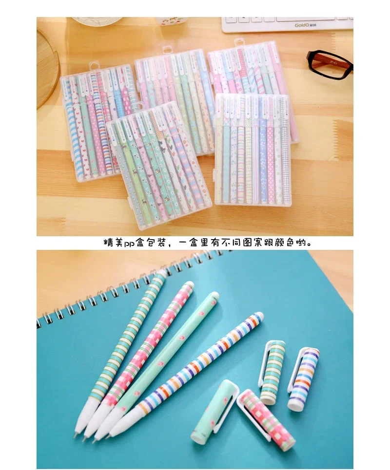 6pcs/lot 0.38mm Cartoon Dots Star Series Gel Pens Handwriting Pen Student Stationery Office School Supplies 5 Types