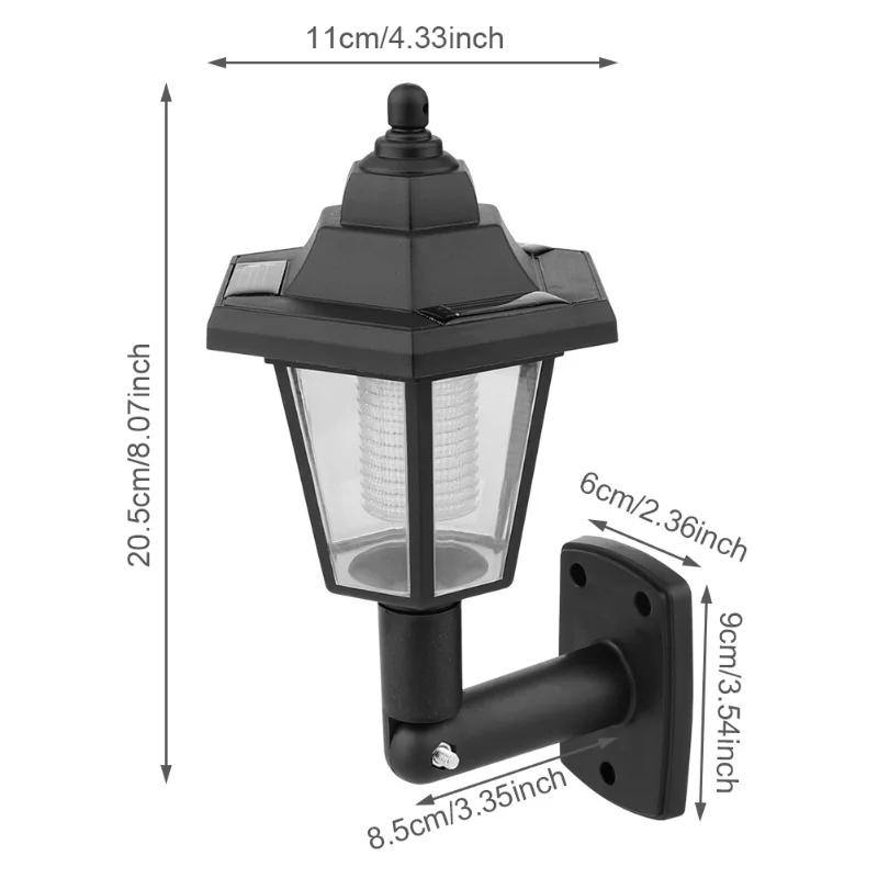 2個のソーラーウォールライト、中庭センサー、六角形ウォールランプ、LED装飾、自動