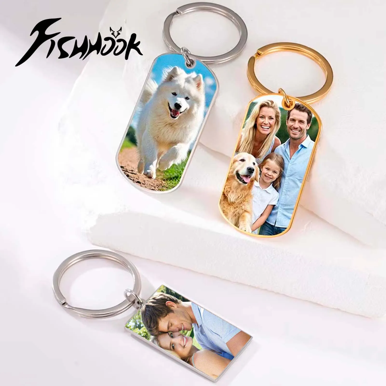 Engrave Print Photo Picture Keychain Personalized Custom Gift For Women Men Family Stainless Steel Memorial Souvenir Key Ring
