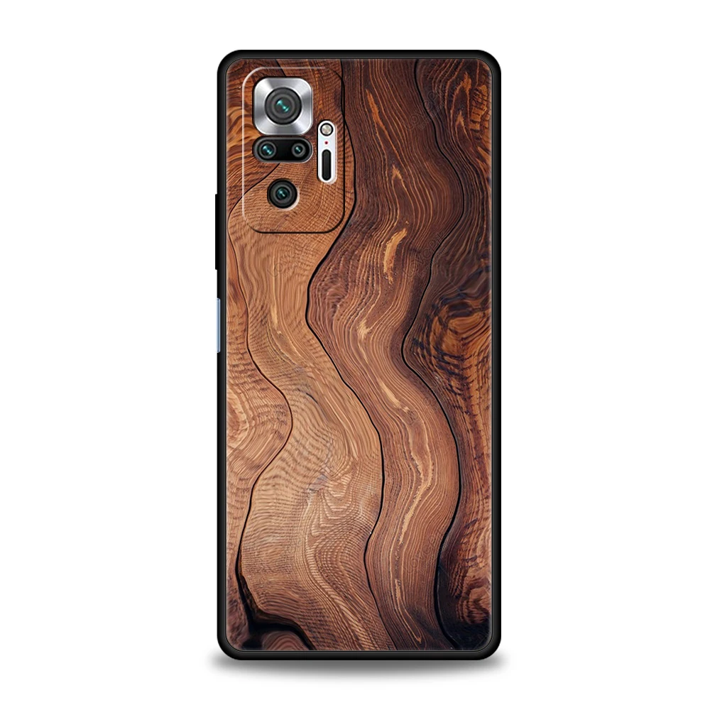 Carved Wood Phone Case Cover for Redmi 13C 10C Note 13 12 10 11 Pro Plus 7 8T K40 K50 Gaming Pro Plus Soft Shell Capas Funda Bag