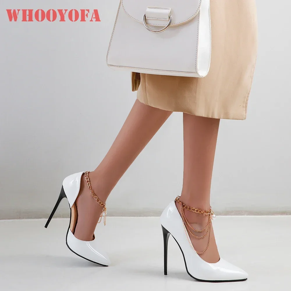 

Spring New Elegant White Orange Women Dress Pumps Pointed Toe High Heels Office Lady Formal Shoes Small Big Size 30 43 46 48