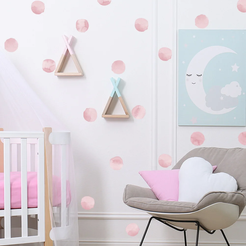 

4 Sheets Pink Dots Wall Decals Romantic Home Decor Easy Peel and Stick Girl Wall Decals Pink Stickers Dot Wallpaper