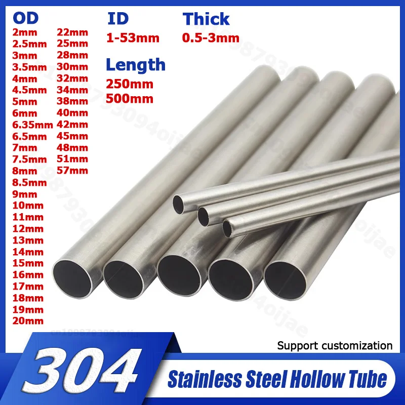 

OD 2-57mm 304 Seamless Stainless Steel Capillary Tube Hollow Straight Tubing Length 250/500mm 3/4/5/6/7/8/9/10/11/13/14/15/16-51