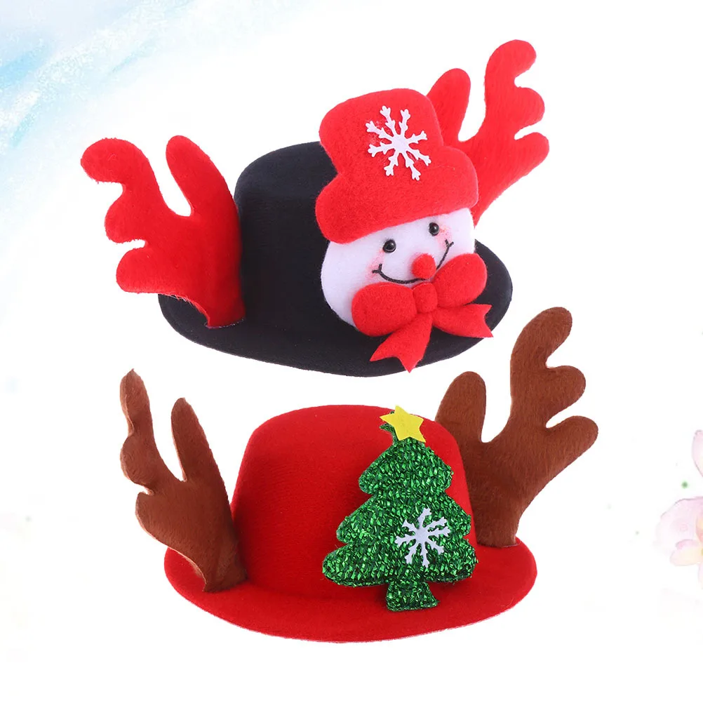 

2pcs Pet Funny Hat Christmas Dog Hat Holiday Party Costume For Dogs Photo Shoot Accessory Snowman Green Tree Design