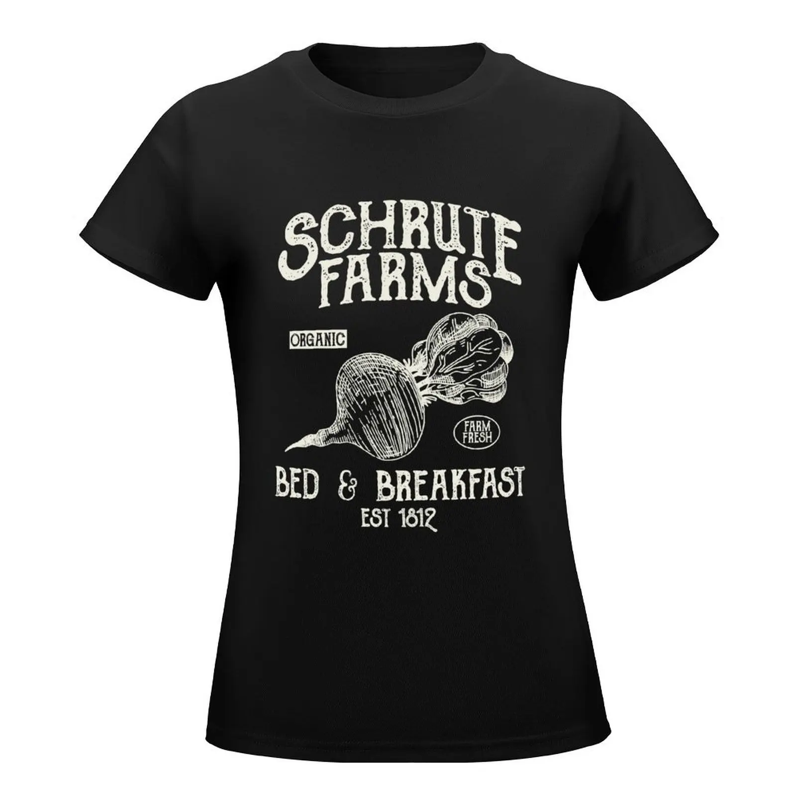 Schrute Farms Retro Vintage Distressed Design T-Shirt Female clothing cute tops tops Women's cotton t-shirt