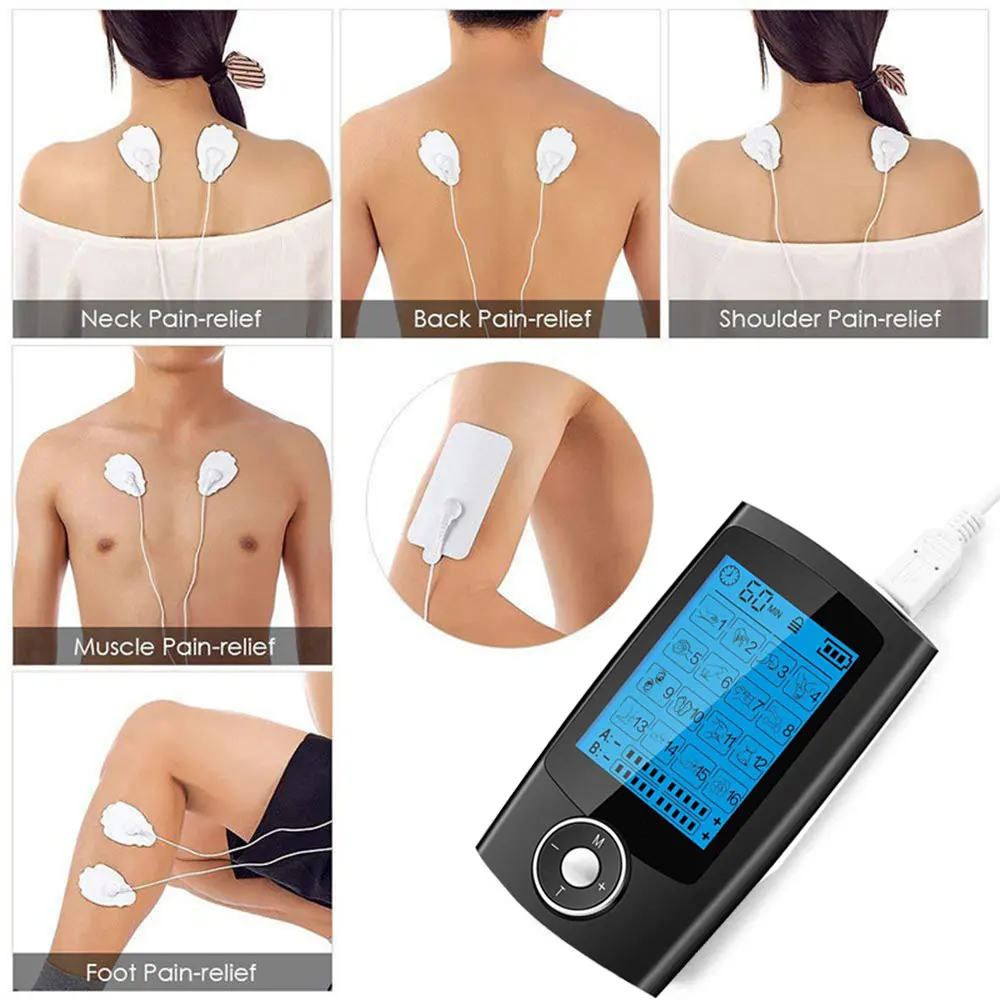 TENS Unit 16 Modes Electric EMS Muscle Stimulation Relax Body Massager Electronic Pulse Meridians Physiotherapy Slimming Machine