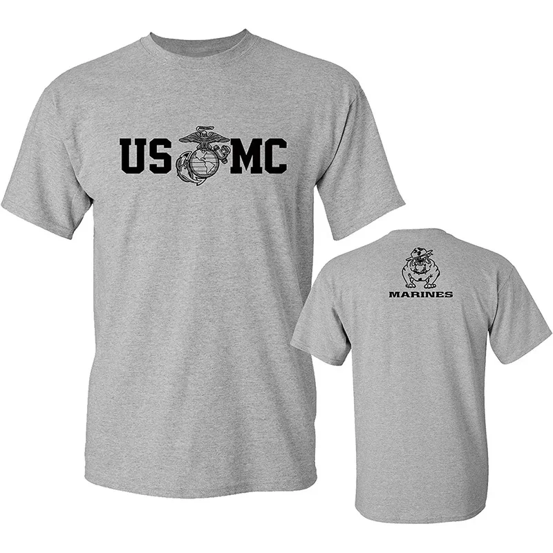 US Marine Corps Bull Dog USMC Military T-Shirt 100% Cotton O-Neck Summer Short Sleeve Casual Mens T-shirt Size Graphic T Shirts