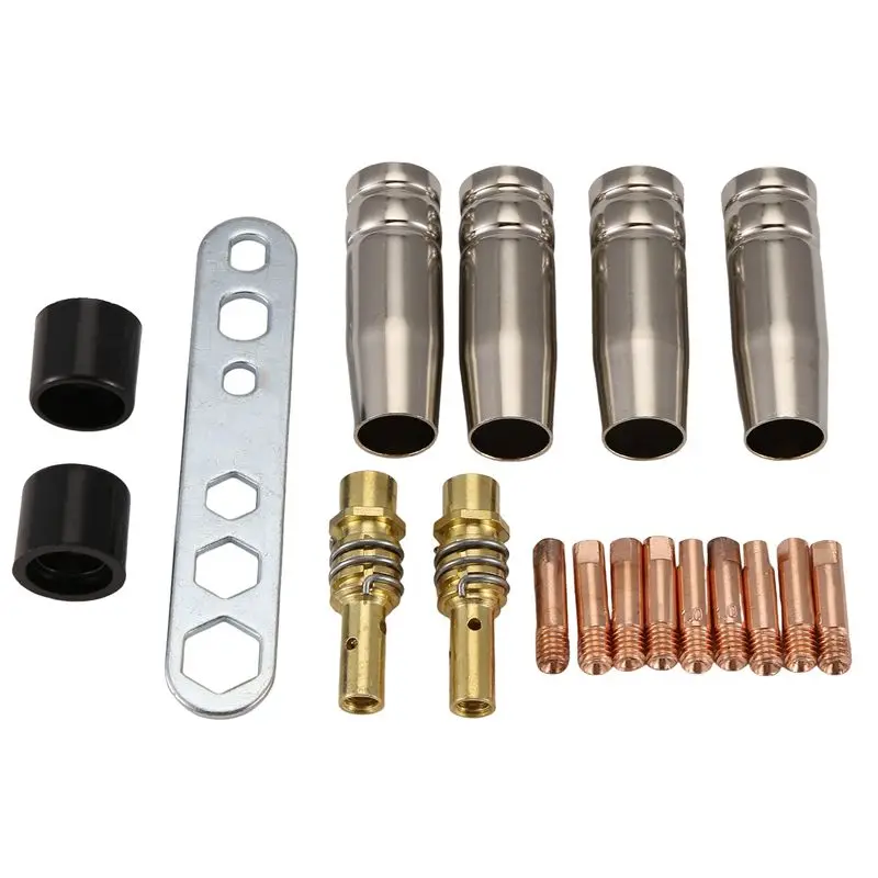 

A93Z 19Pcs Nozzle Contact Tips Holder For Mig Welder Torch Contact Semi-Automatic Welding Tool For 15AK Welding Torch