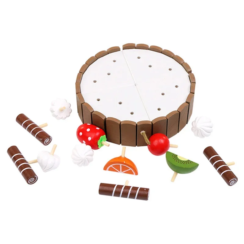 Cuisine pour enfants gâteau d'anniversaire semblant en bois magnétique chocolat Mousse jeu de coupe jouets éducatifs pour enfant