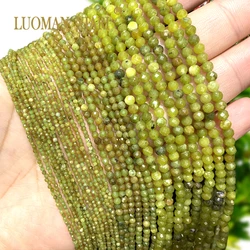 2/3/4MM Natural Stone Taiwan Jades Apatite Tourmaline Garnet Faceted Round Spacer Beads for Jewelry Making DIY Bracelets Charms