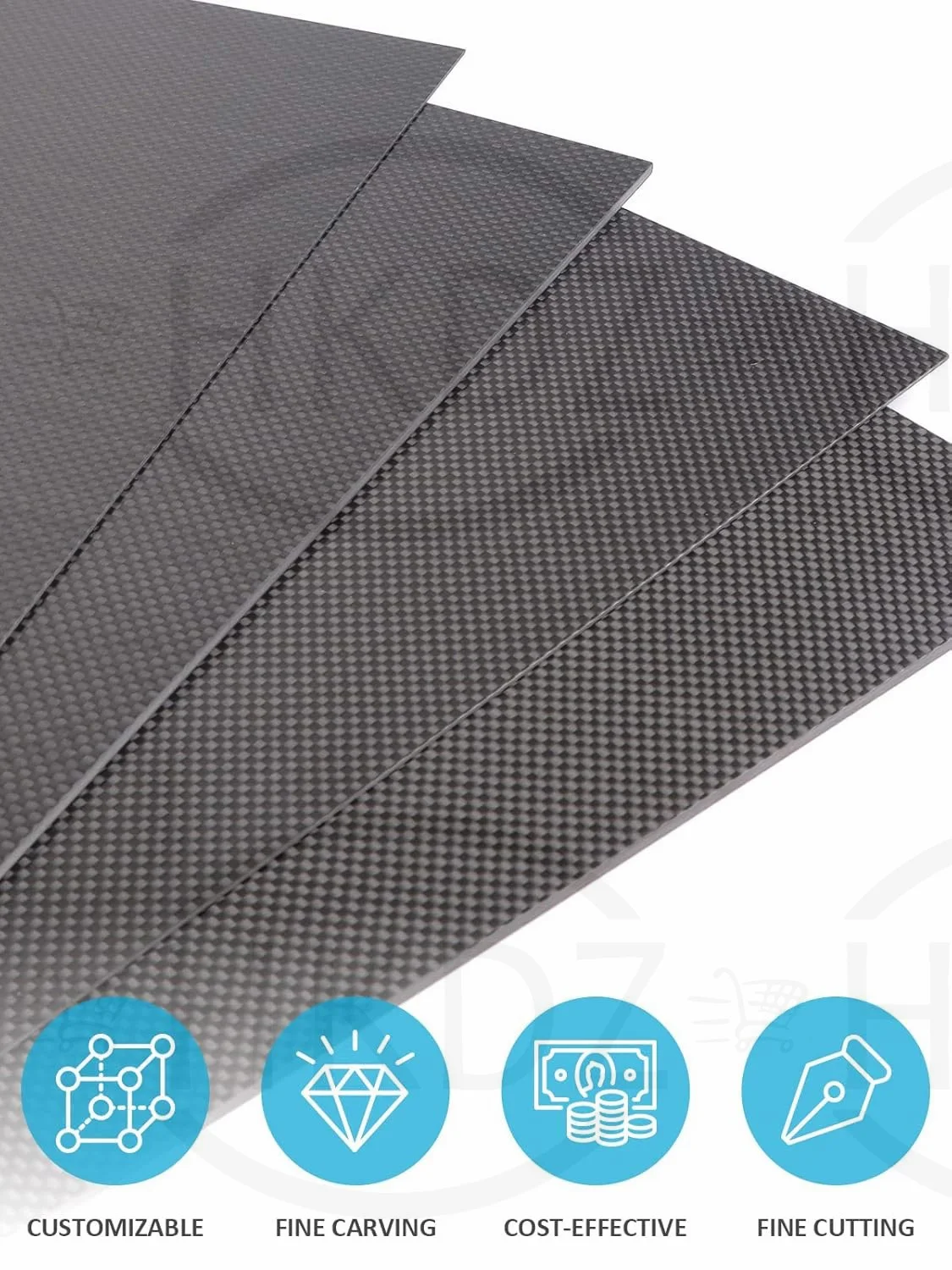 3K Carbon Fiber Plate Panel Sheets Plain Weave / Matte Twill 0.2 0.4 0.5 1 2 3 4 5 8 10mm Thickness Composite Hardness Material