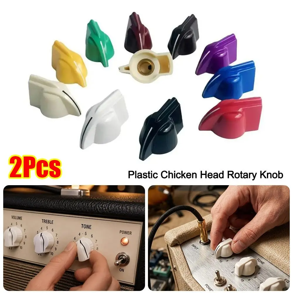2Pcs 31x16mm Guitar Amplifier Knob 6.4mm Brass Shaft Hole Pointer Design Rotary Control Knob Set Screw Multi Color