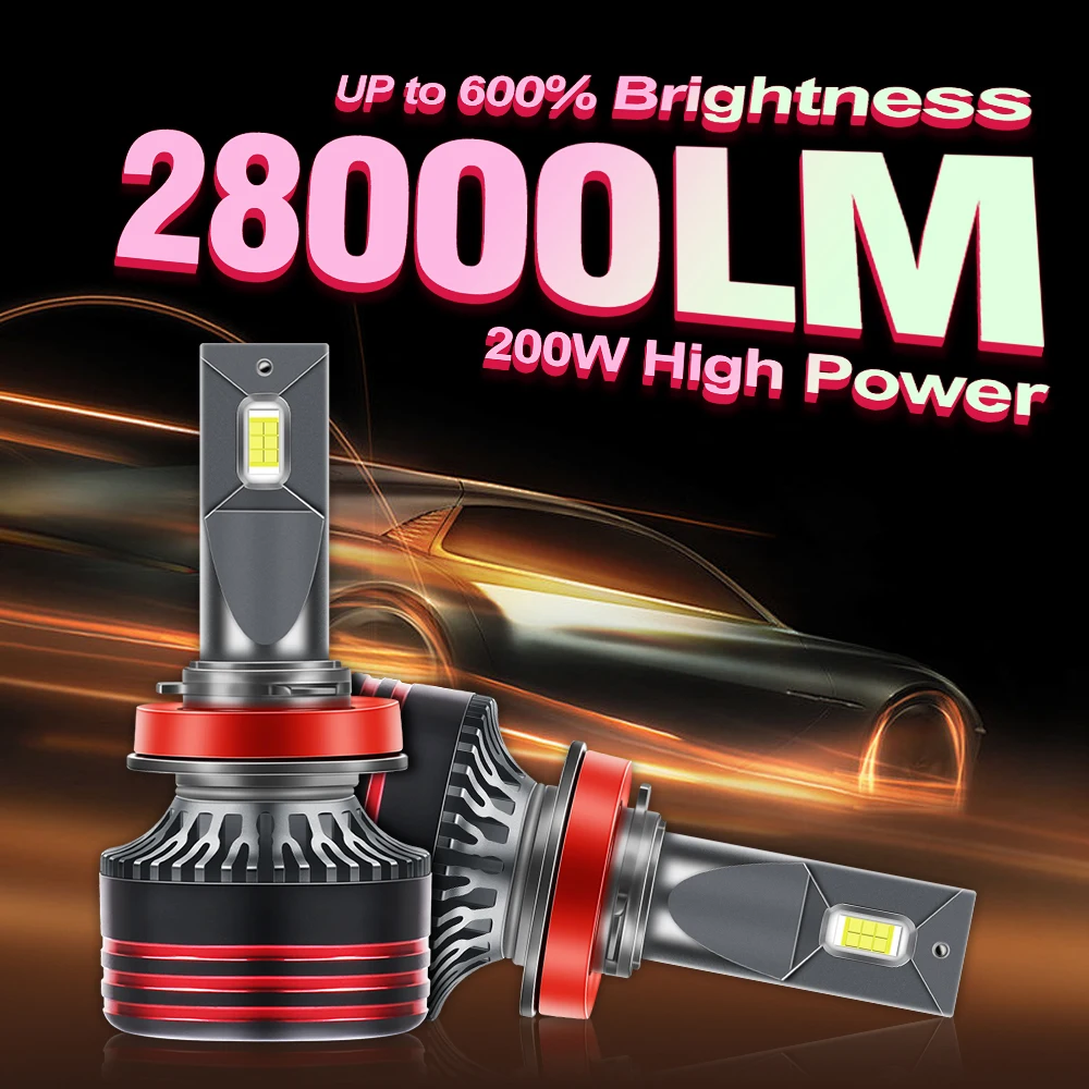 

2Pcs H4 H7 Canbus LED Headlights Bulbs 28000LM H1 H11 H13 9005 HB3 9006 HB4 Fog Lights 9004 9007 Auto Headlamps 12V 6000K White