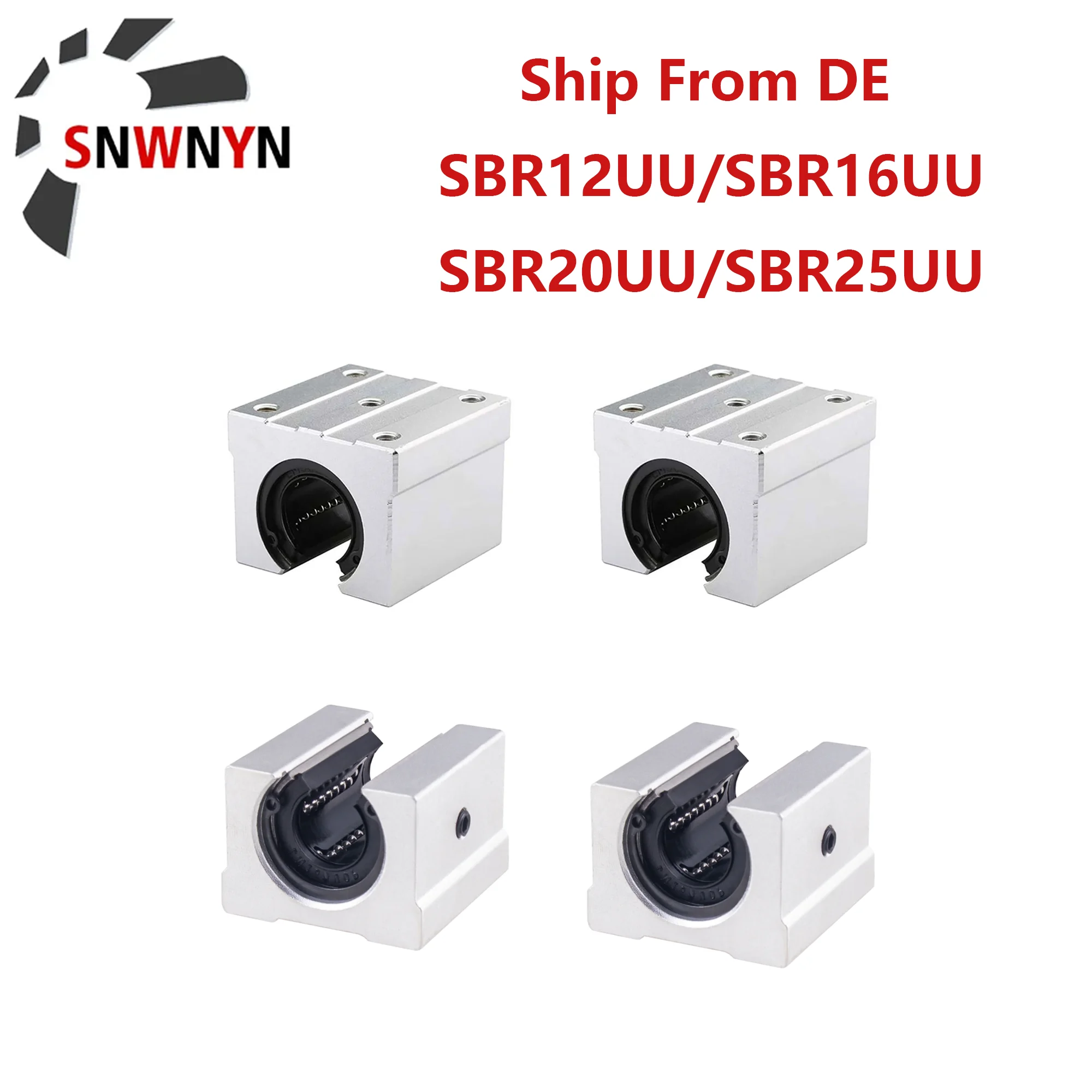 4pcs SBR12UU SBR16UU SBR20UU SBR25UU 12mm 16mm 20mm 25mm Linear Ball Bearing Block For CNC Router Linear Guide Shipping From DE