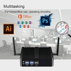Helorpc Industrial Mini PC with Inter core I7-4500U/I3-5005U/I5-5200U Support Windows10 Linux Pfense Firewall Fanless Computer