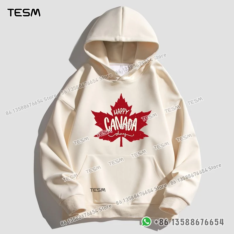 TESM Men Women Hoodie Maple Leaf Print Trendy Sweatshirt Parent-child Sports Top Party Pullover Long - Sleeves