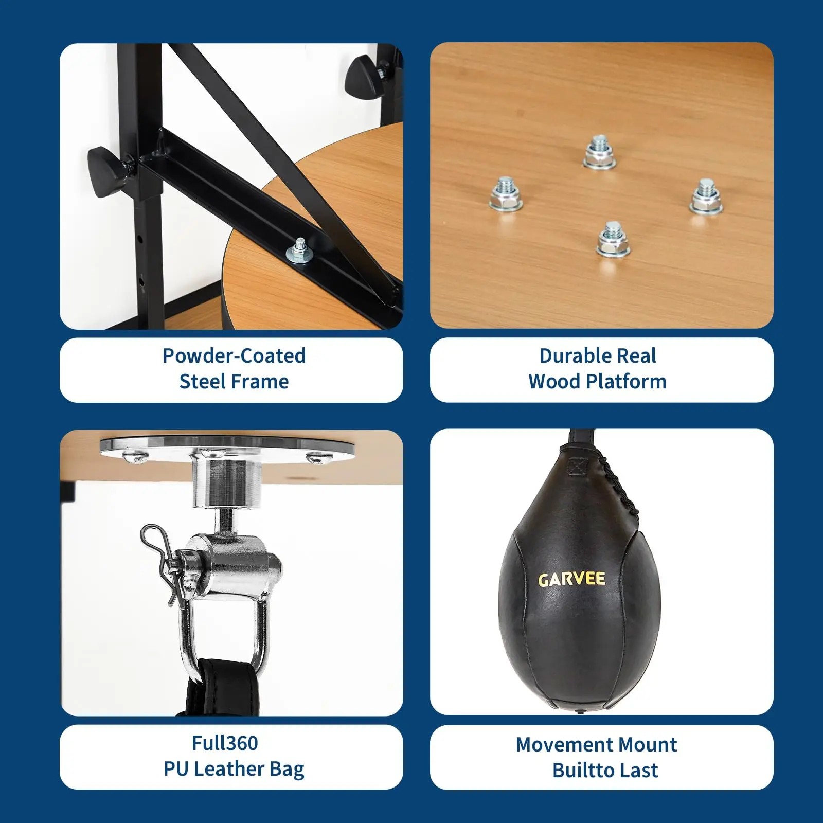 Speed Bag Platform Stand for Boxing Punching Practice with 24 Inch Board Height Adjustable Mount 360 Degree Swivel and Includes Speed Bag Air Pump
