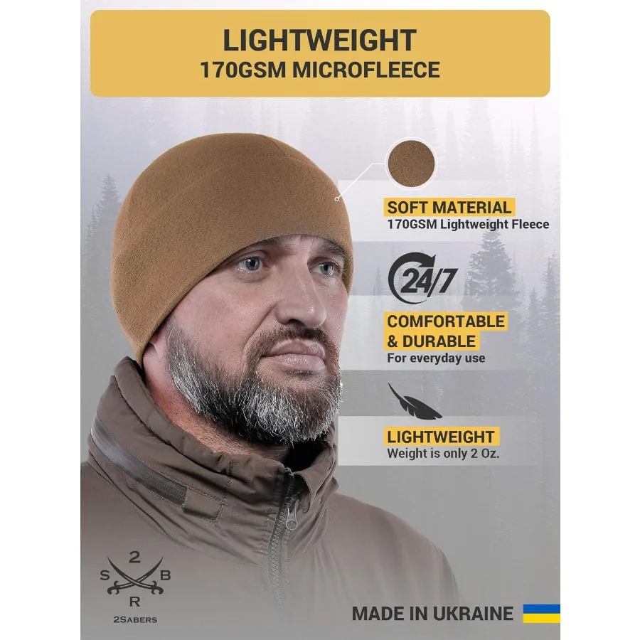 2SBR 2SABERS Warme, leichte 170-Fleece-Uhrenkappe – Herren und Damen – Outdoor-Schädel-Beanie-Mütze