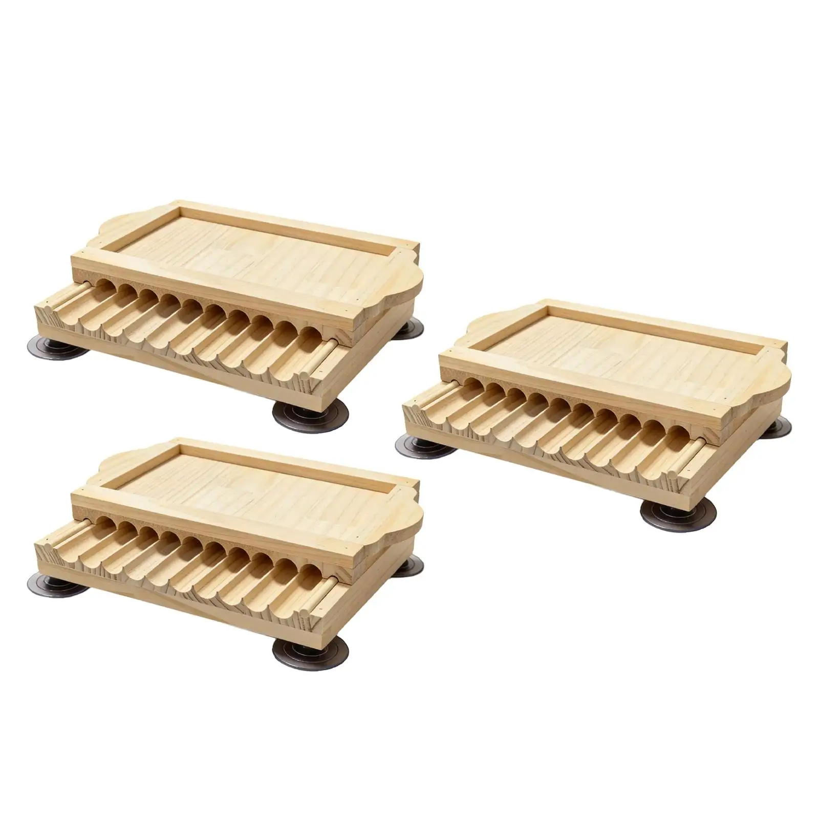 Polished Wooden Meatball Maker Rolling Board Uniform Groove Manual Kitchen Accessory for Homemade Shrimp Balls