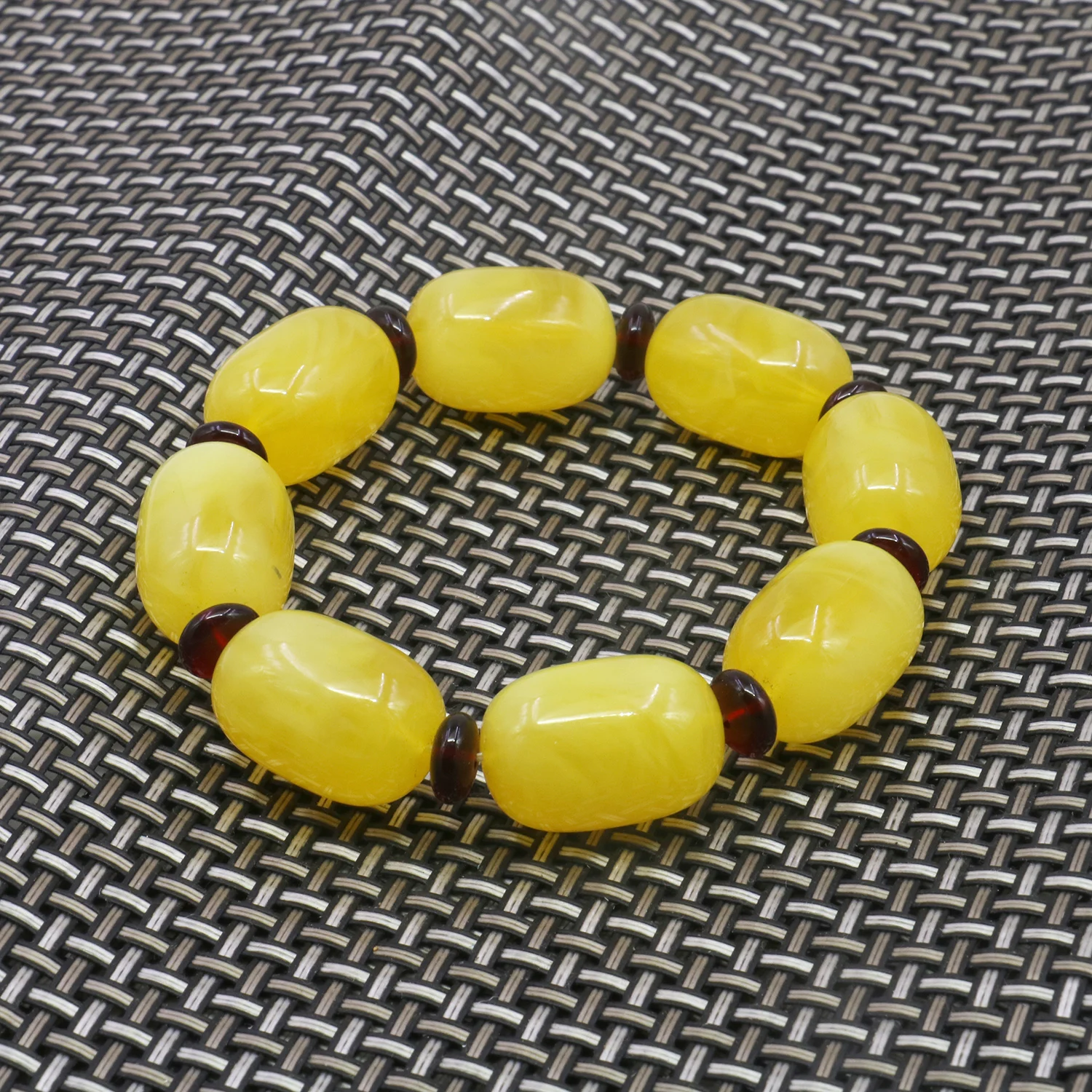 5X10mm Red Abacus/18X26mm Chicken Fat Yellow Bucket Resin Bead Bracelet Men`s Elastic Hand Wear Gifts Accessories Jewelry Making