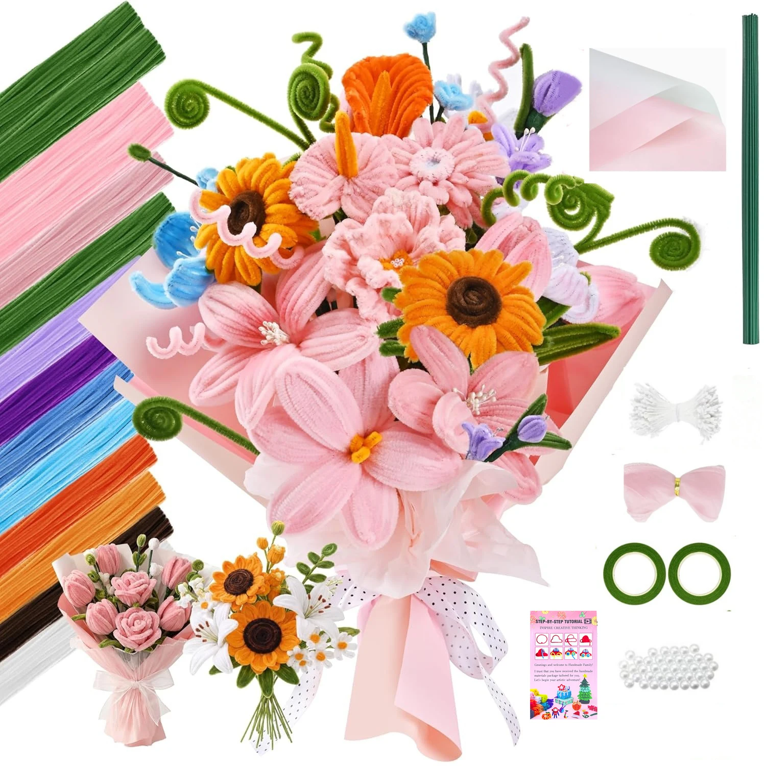 

906Pcs Pipe Cleaners Craft,12 Colors 700pcs Pipe Cleaners Bulk,Chenille Stems for DIY Flower Making Kit