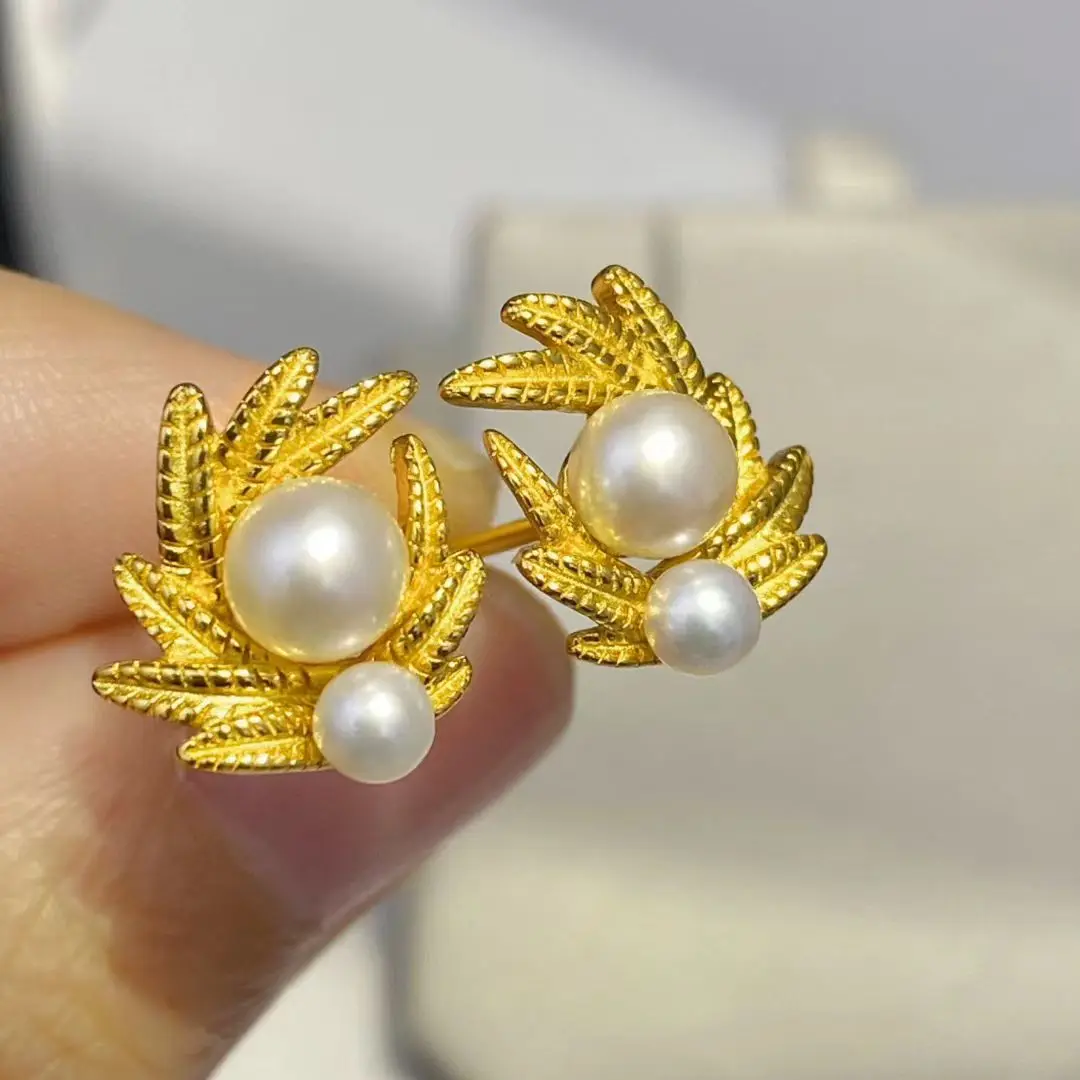 

Wholesale S925 Sterling Silver Earrings Mount Findings Settings Base Mounting Parts Accessory for 3.5-5mm Pearls 5 pairs/lot