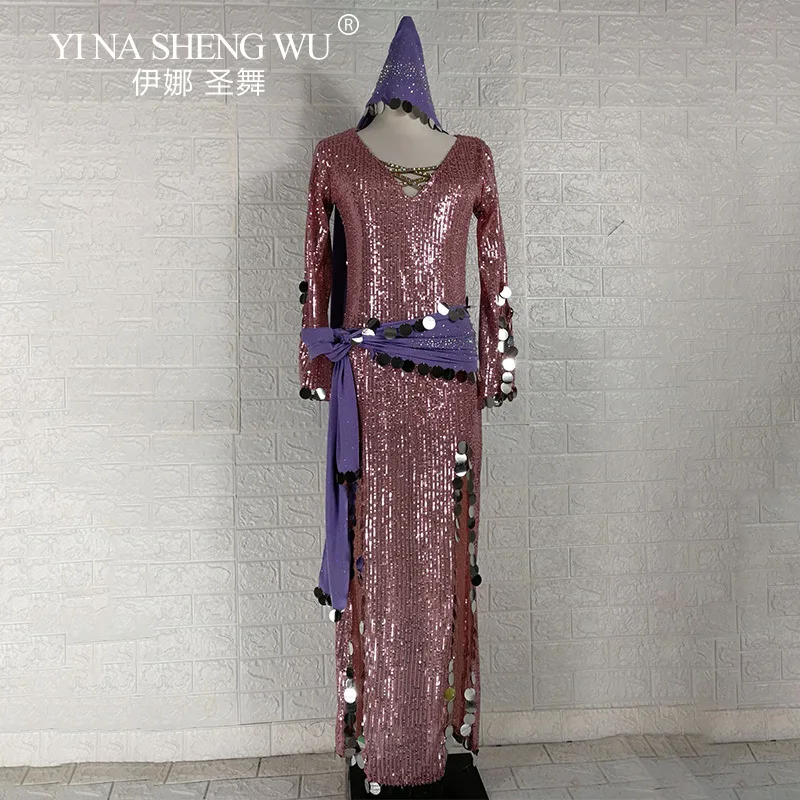 

Belly Dance Performance Costume for Women Customsized Sequins Competiton Clothing Adult Child Bellydance Baladi Shaaib Robes