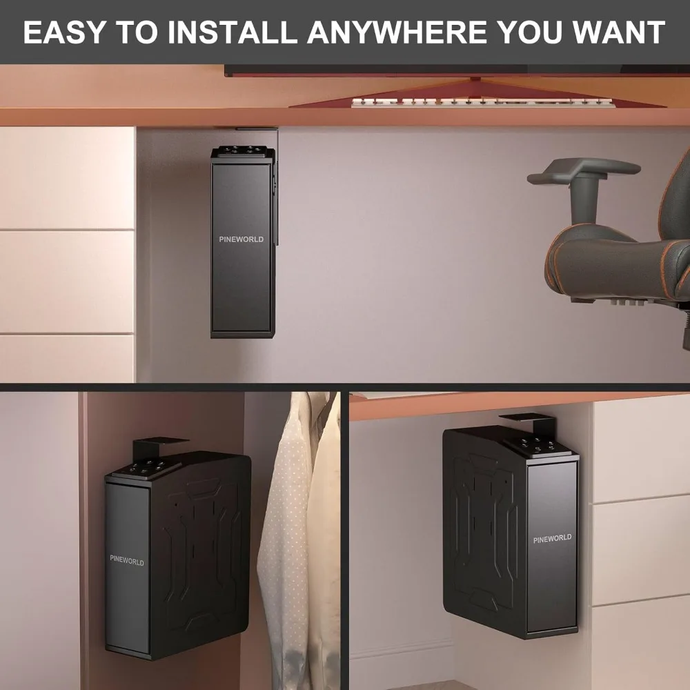 Gun Safe For Handgun, Biometric Slider Bedside Handgun Safe, Pistol Lock Case for Nightstand,Sliding Door Hand Gun Safe for Pist