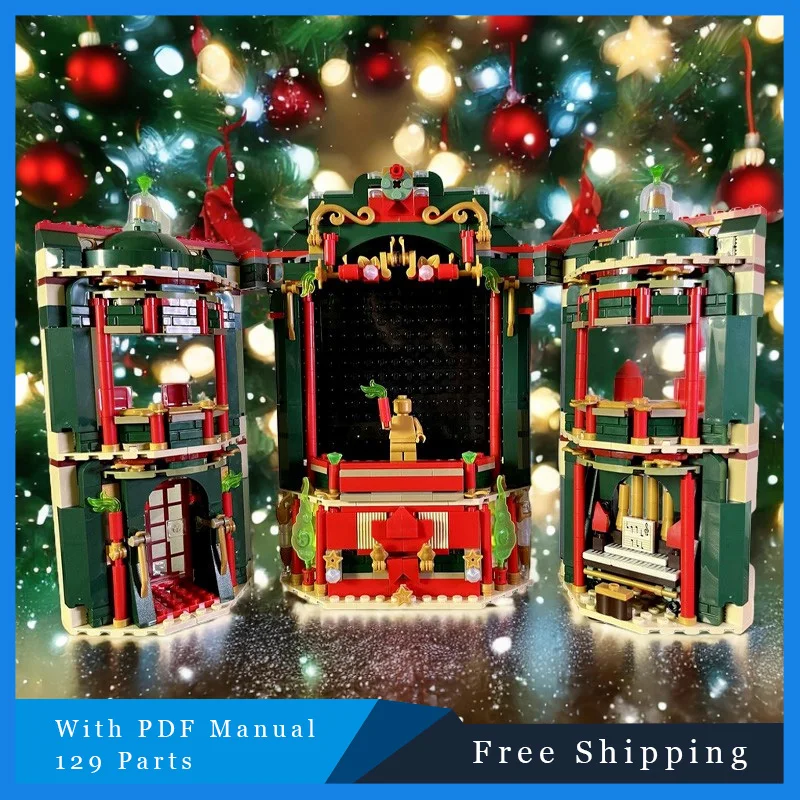 

129 деталей, знаменитый фильм, волшебный дом, технология, модульный MOC, креативный строительный блок, модель сборки, игрушка, Рождественский подарок для детей