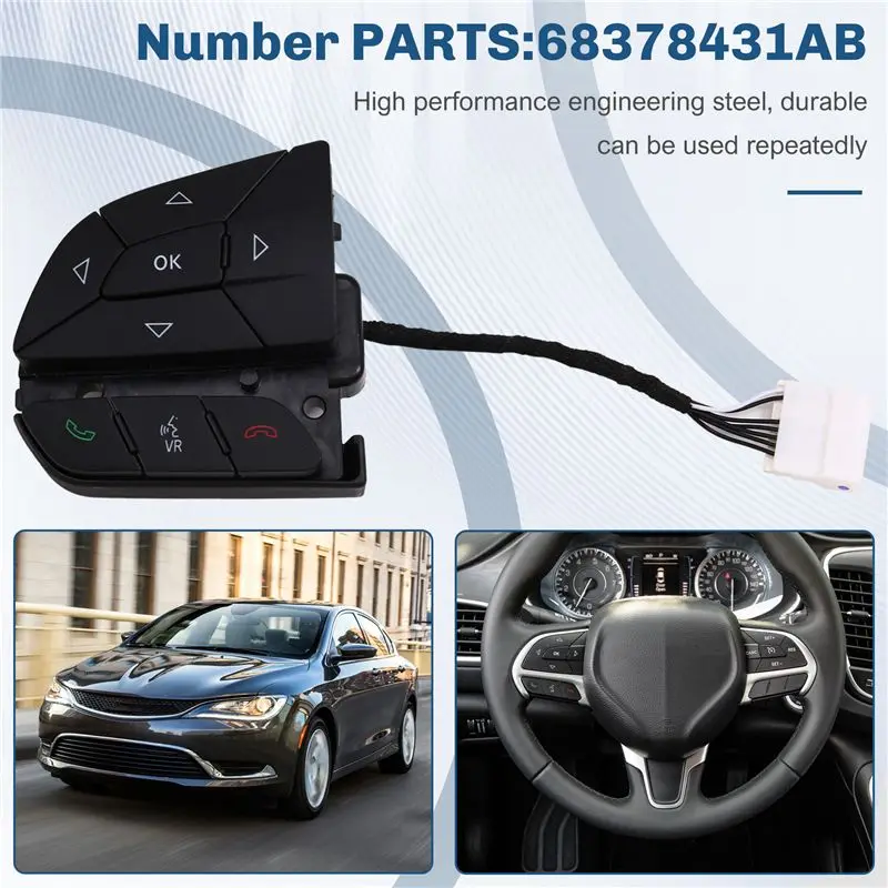 A13F-Car Steering Wheel Switch Sound Adjustment Button 68378431AB For 200 300 Pacifica Jeep Cherokee Dodge