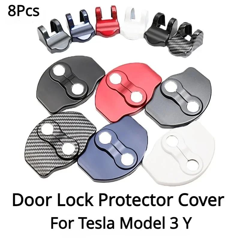 Door Lock Protector Cover for Tesla Model 3 Y 8pcs Lock Buckle Door Stopper Shell Protection Cap New Model 3+ Highland 2021-2024