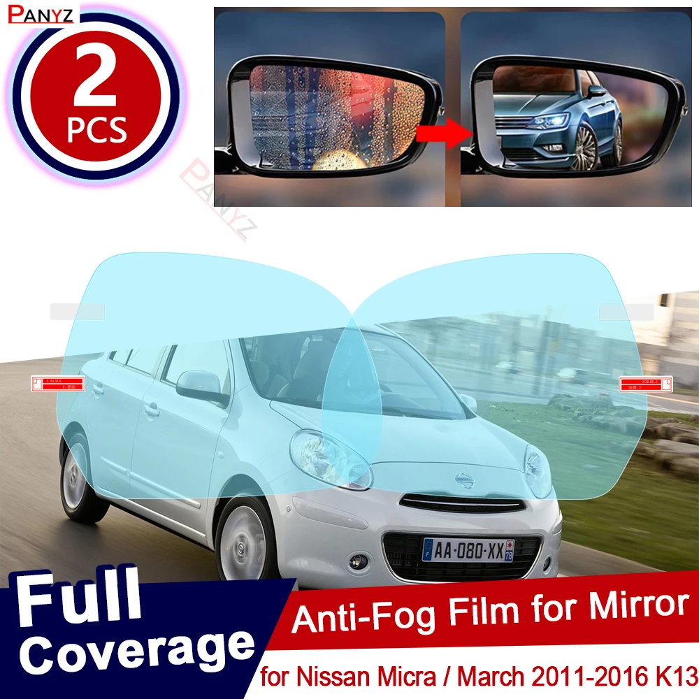 for Nissan Micra March 2011~2016 K13 Full Cover Anti Fog Film Rearview Mirror Accessories Waterproof  Rainproof Car Sticker 2015