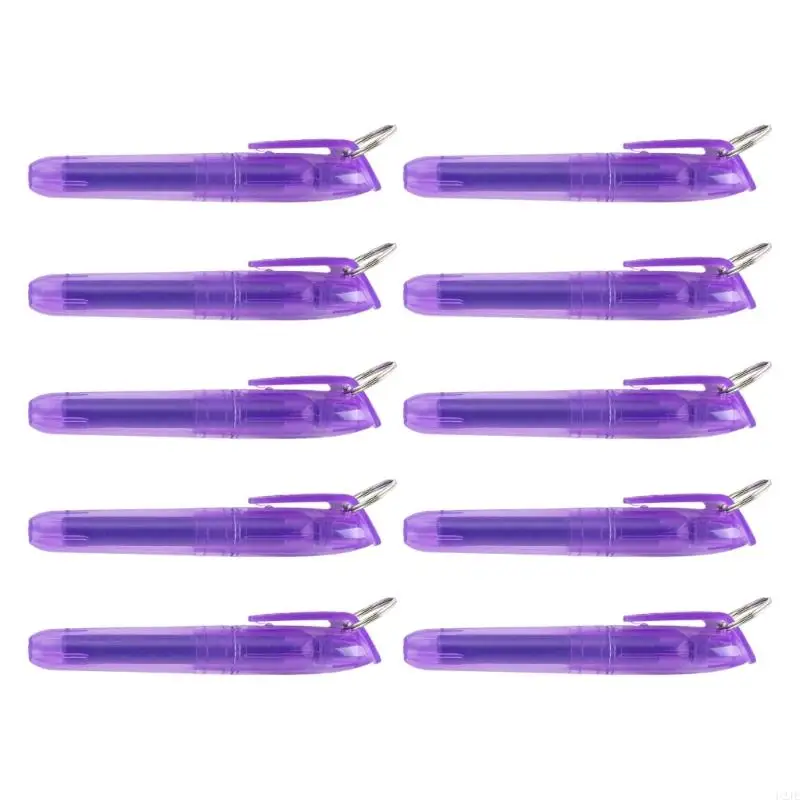 U2JE 10Pieces สีปากกาเน้นข้อความไฮไลต์สีเอียงมาร์คเกอร์ที่มีวงแหวนโลหะแห้งอย่างรวดเร็วสำหรับวารสารสมุดบันทึกการทำสมุดบันทึก