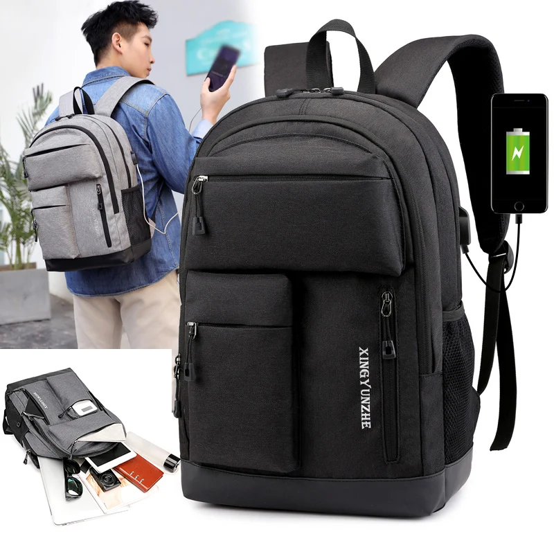 Zaino da lavoro maschile con ricarica USB Viaggio Viaggio Lavoro Zaino per laptop Borsa da campeggio per escursionismo all'aperto Zaino per il fine settimana