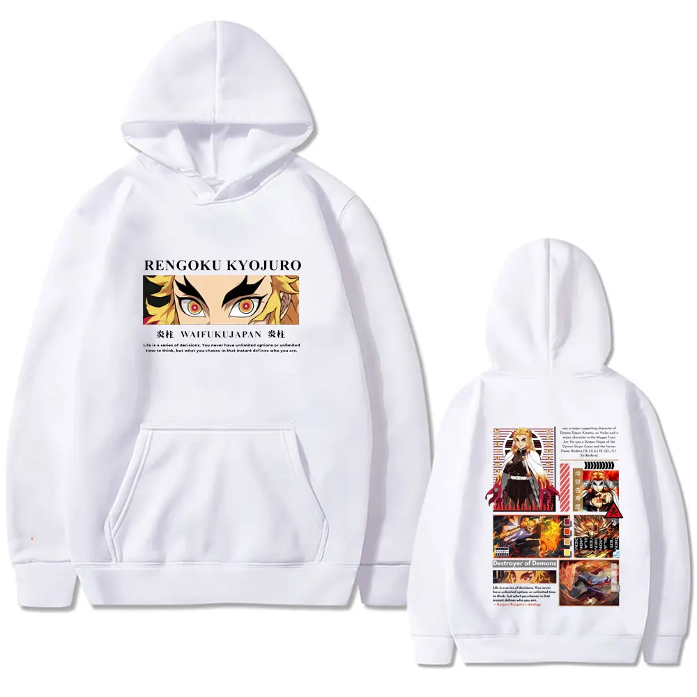 Mejor famoso Anime Demon Slayer Rengoku Kyoujurou Sudadera con capucha hombres mujeres ropa moda amantes de los dibujos animados sudaderas con capucha hombre Vintage chándal