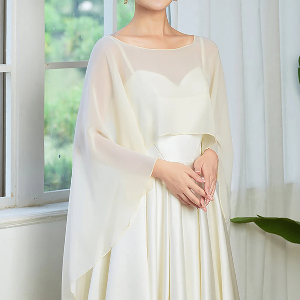 Womens Ladies Soft Wedding Capes Wedding Jacket Wraps Chiffon Shrug Bridal Long Shawl And Wraps Evening Wedding Cover Up