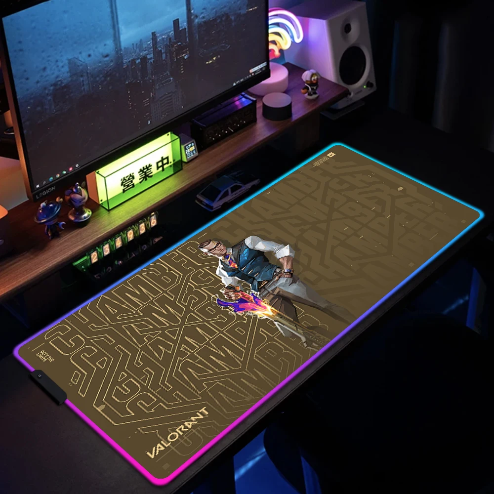 Imagem -01 - Valorant Led Mouse Pad para Gamer Grande Gaming Mousepad Mat Desk Mat Teclado Rgb Pads Sage Fade Iso Cypher valorant led mouse pad para gamer grande gaming mousepad mat desk mat teclado rgb pads sage fade iso cypher 01