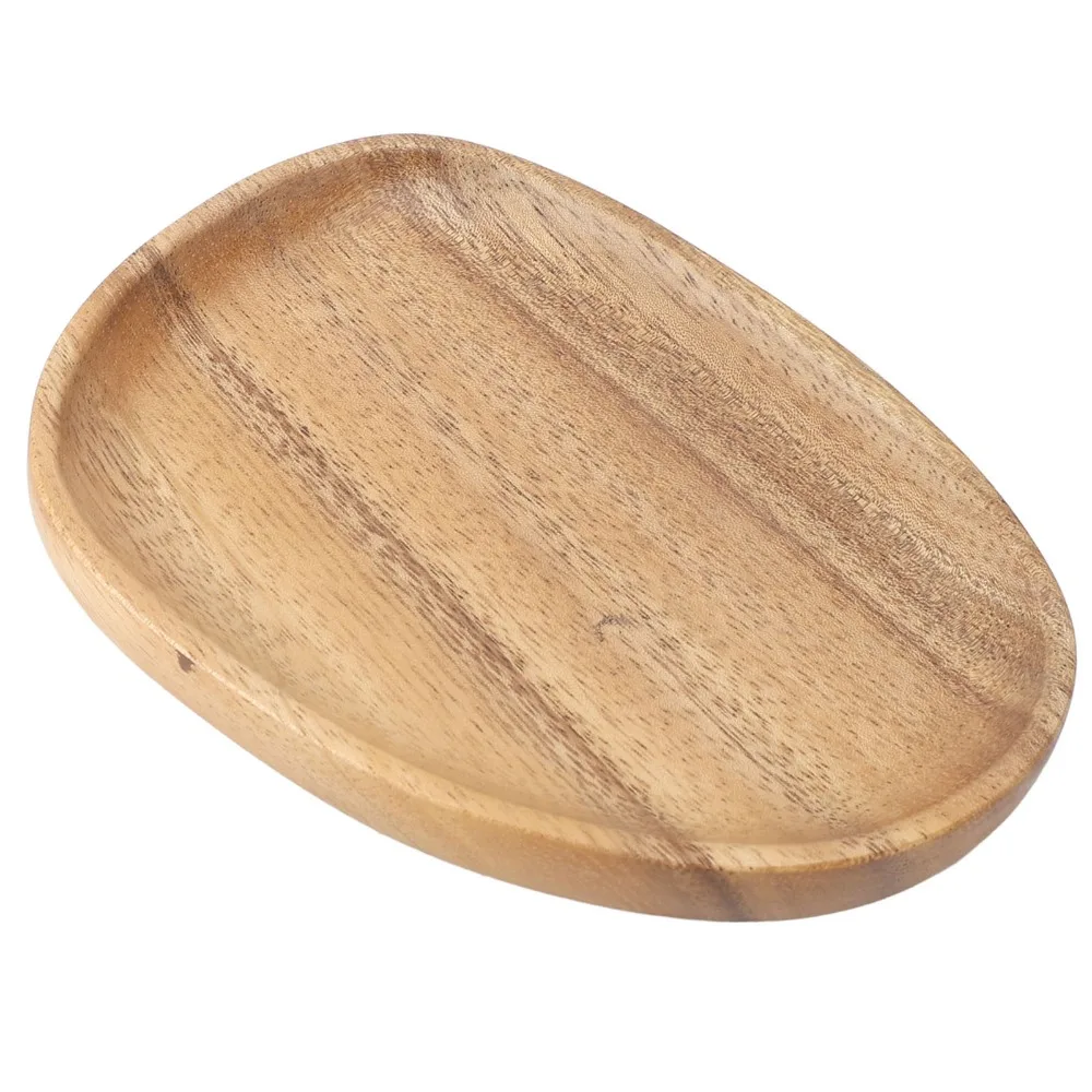 Desktop Organizer Wood Wooden Tray Smooth Polished Wood Texture Serving Tray Irregular Shape Practical Food Platter Home Decor