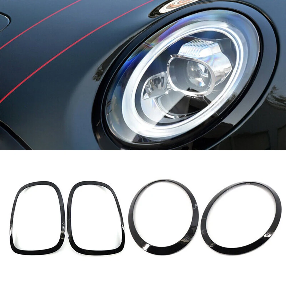 

4PCS Black Headlight Ring Bezel Trim Surround Cover Rear Light Frame For Mini For Cooper F55 F56 F57 2014-2021 Car Accessories