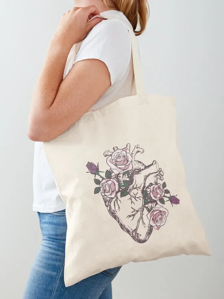 Anatomical Heart Floral Heart Anatomy and Flowers Cute Roses Tote Bag ecological bags Women's bags Tote Bag