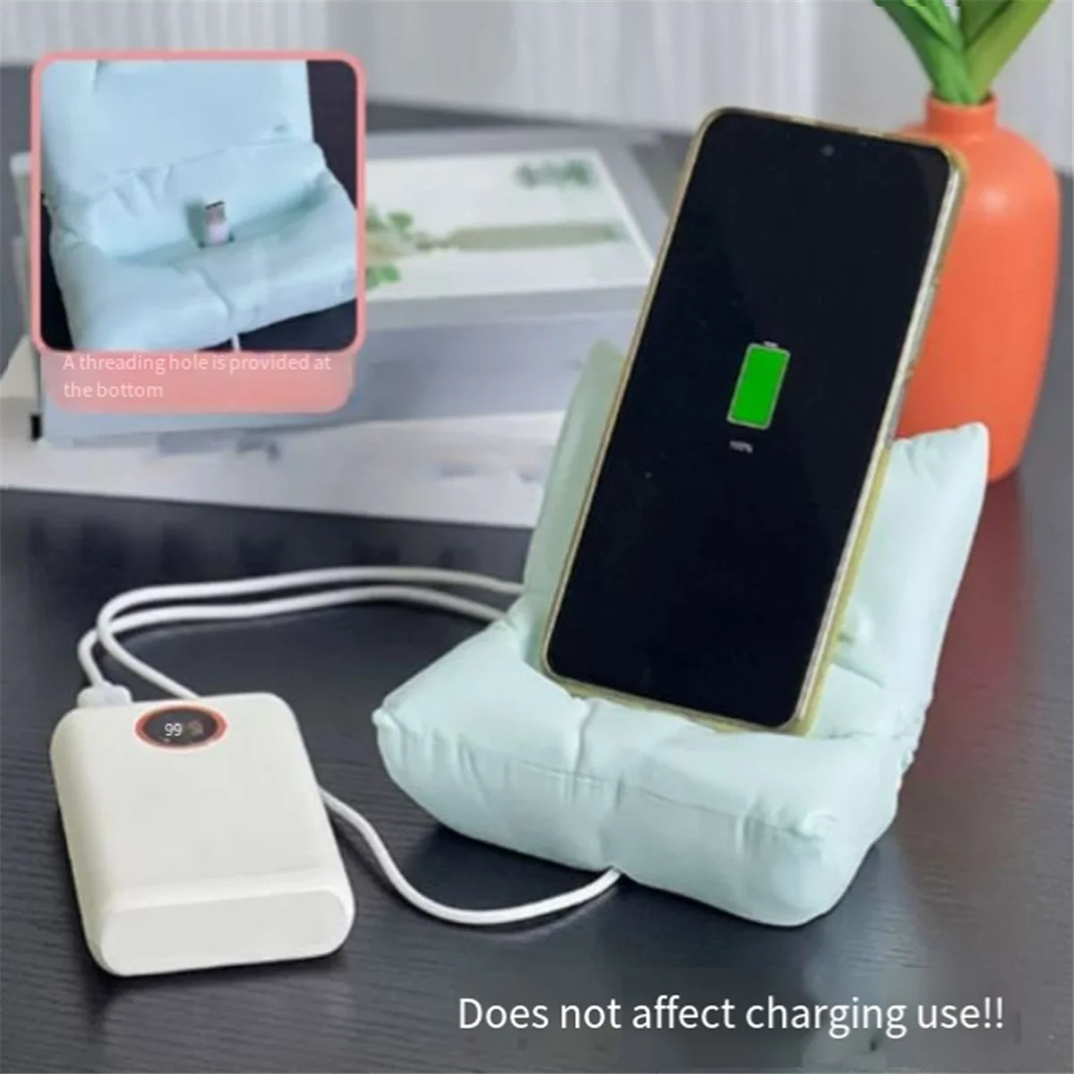 New Cute Sofa Chair Phone Holder Rack Universal Phone Stand Bracket with Charger Hole for Movie TV