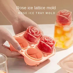 Rose Flower Ice Cube Mold Silicone Ice Compartment Small Block Box Creative Whisky Silicone Ice Box Maker