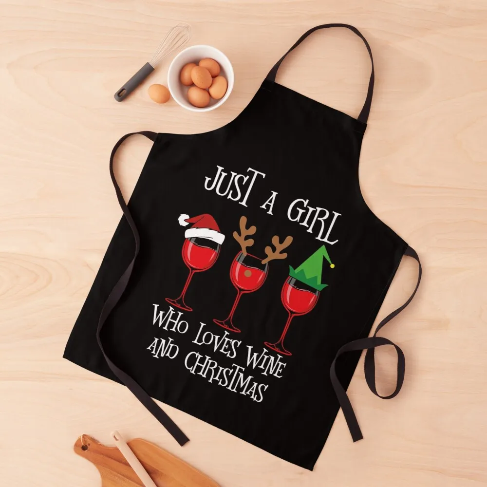 

Just a Girl Who Loves Wine and Christmas Apron Kitchen household items