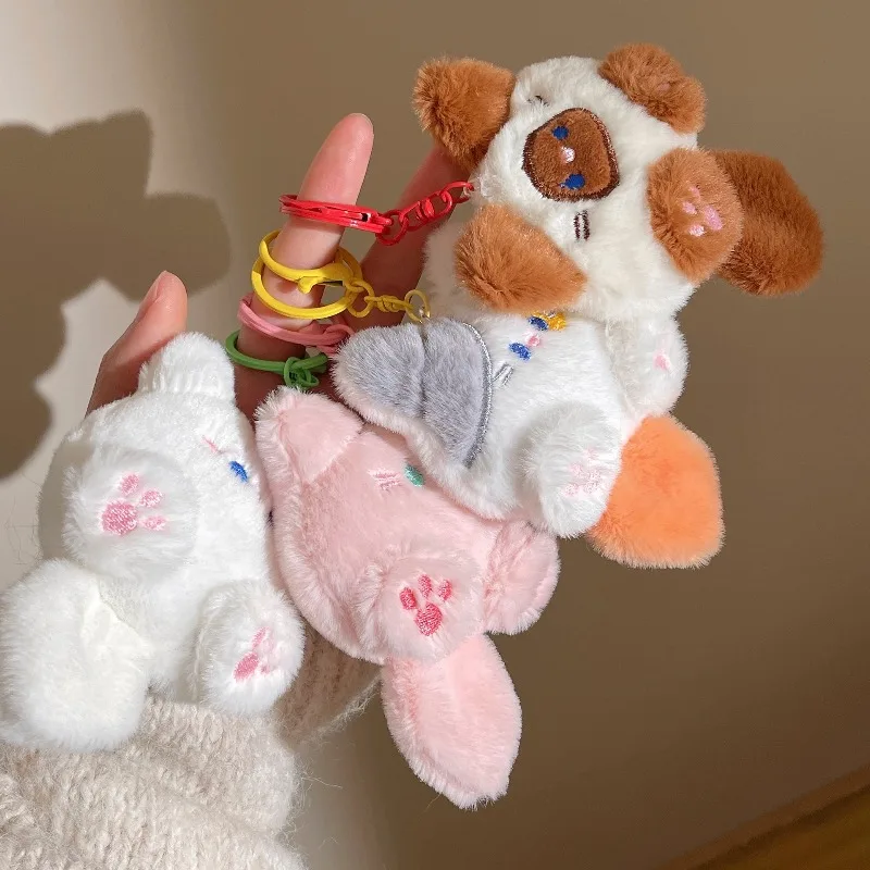 かわいいぬいぐるみ子猫人形ペンダント女の子用バックパック人形ペンダントカップルバッグキーホルダー装飾小さなギフトバッグチャーム人形キーホルダー