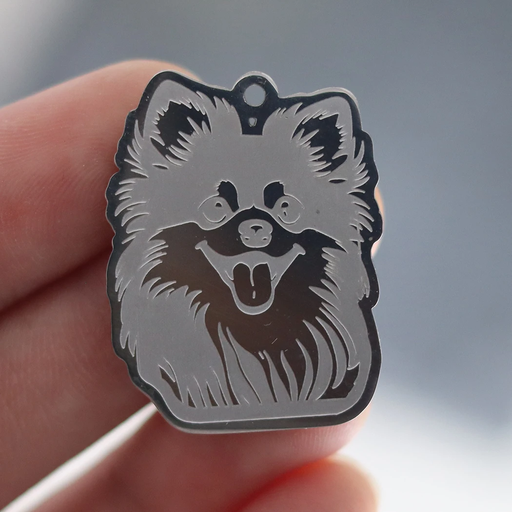 2pcs Cartoon Pet Charms Cute Pomeranian Dog Kids Gifts DIY Craft Necklace Jewelry Makings Stainless Steel Pendant Accessories